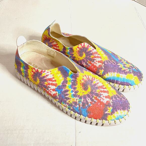 Ilse Jacobsen Women's Tulip Tie Dye Slip-On Shoes Rainbow Pastel Sz 40 - Picture 1 of 11